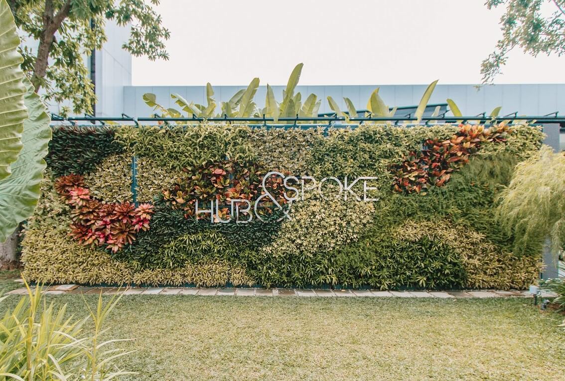 HUB & SPOKE Café green wall