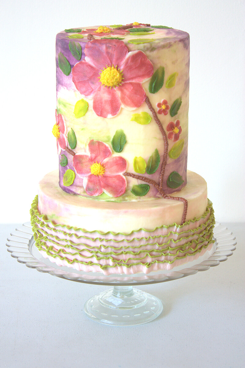 floral cake by Queen of Hearts Couture Cakes