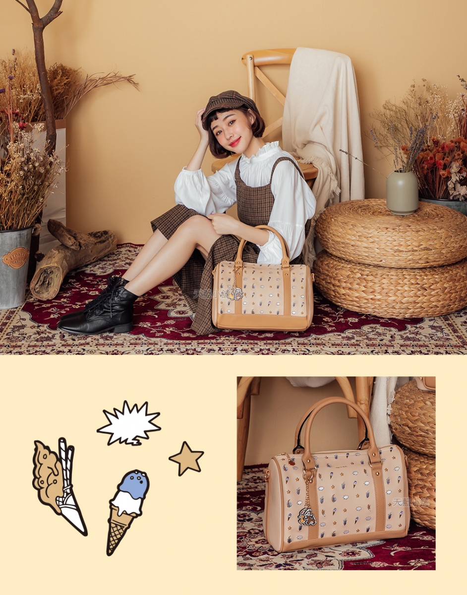 Disney Series Party Desserts Embroidered Chip & Dale Leather Handheld/Crossbody Bag 