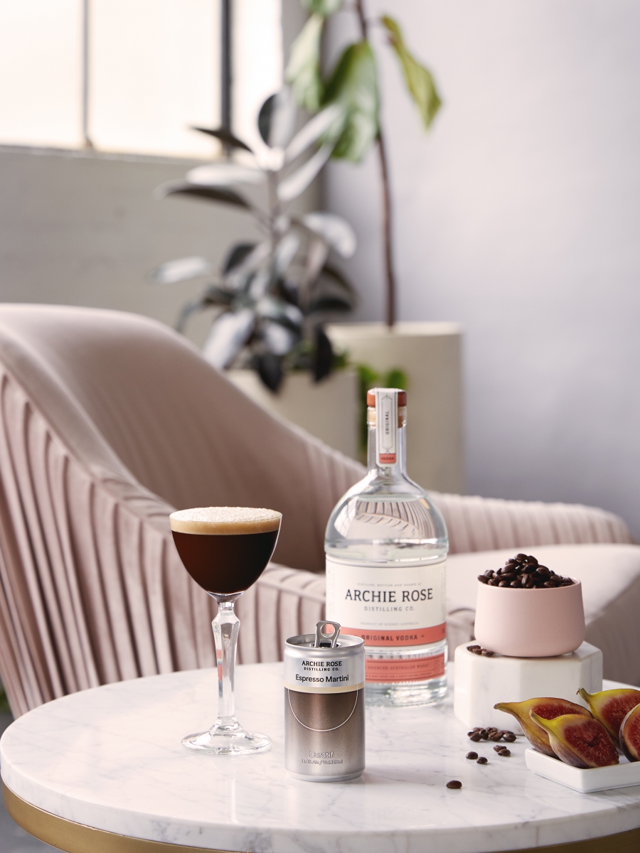 Curatif Espresso Martini in a can poured in a glass