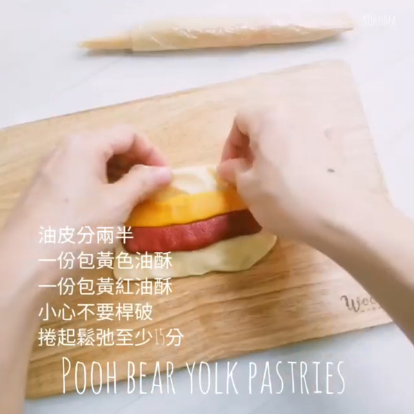 combining red and yellow dough