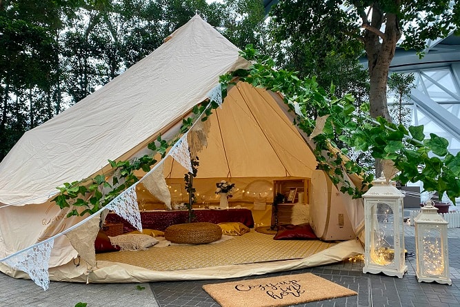 Jewel Changi Airport glamping tent at shiseido forest valley