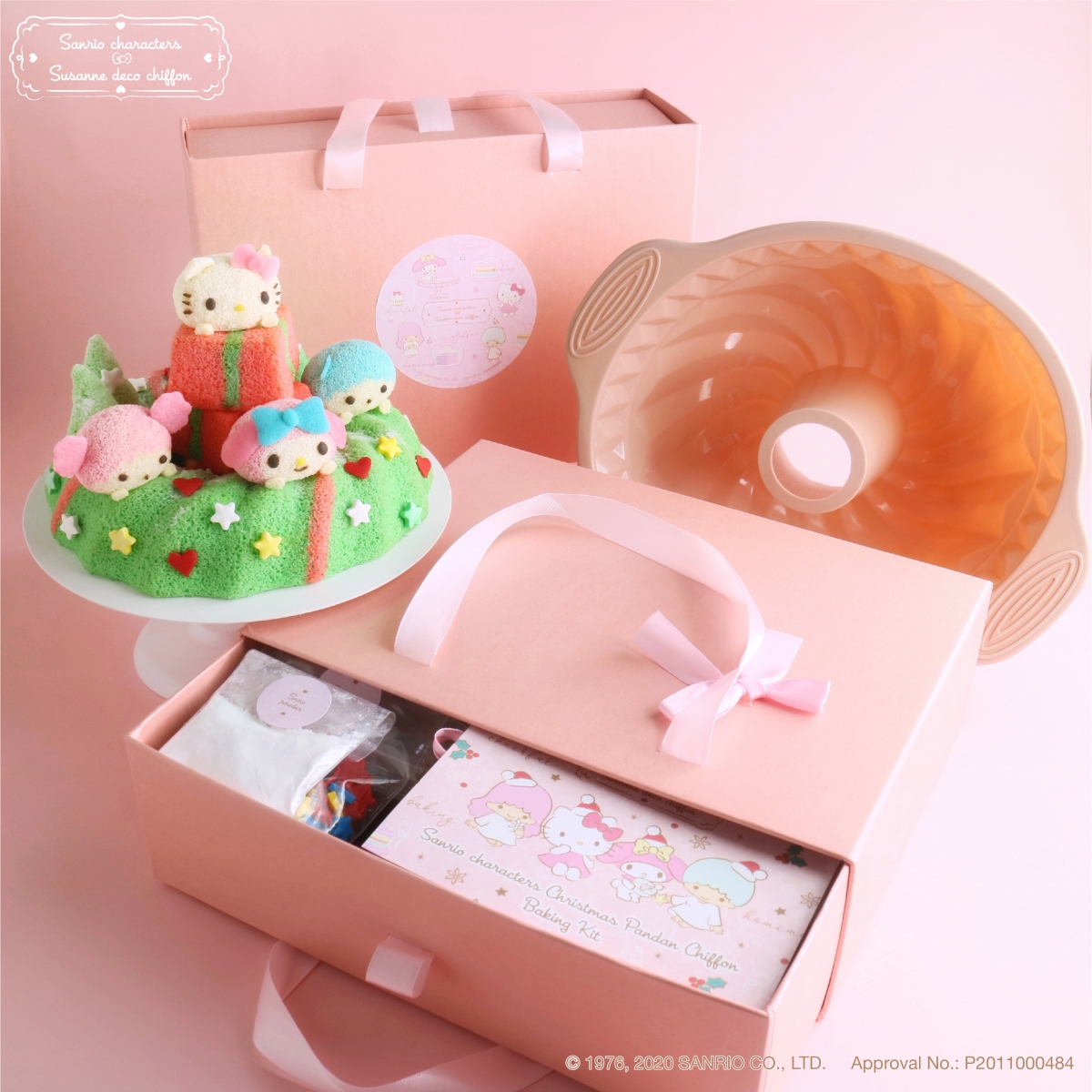 Sanrio x Susanne Ng Christmas wreath sanrio chiffon cake baking kit with pan in pink box