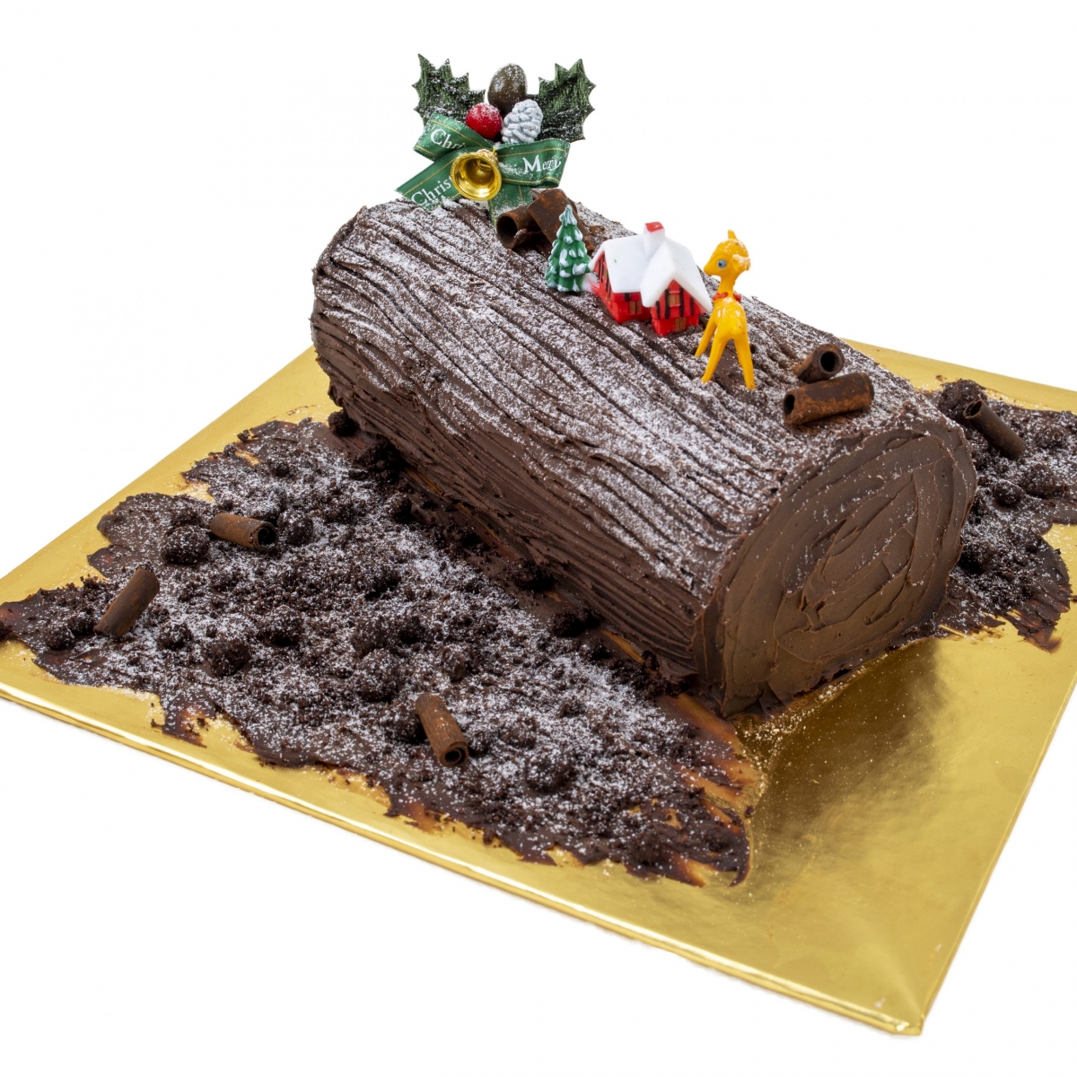 dark chocolate log cake