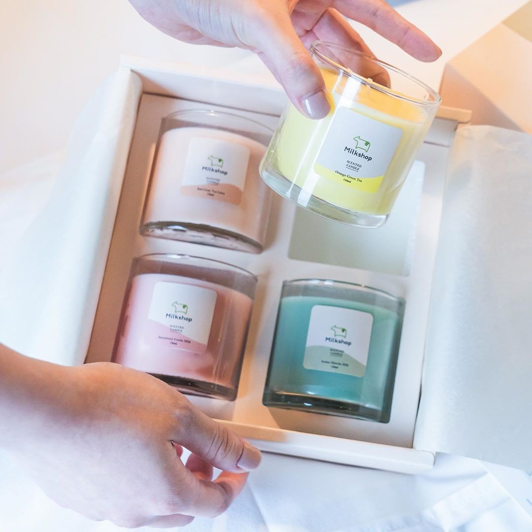 Yellow bubble tea candle by Milksha