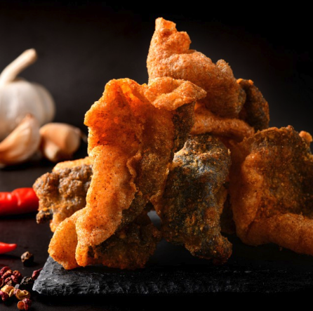 Close up of Crusty's Hot & Spicy fish skin
