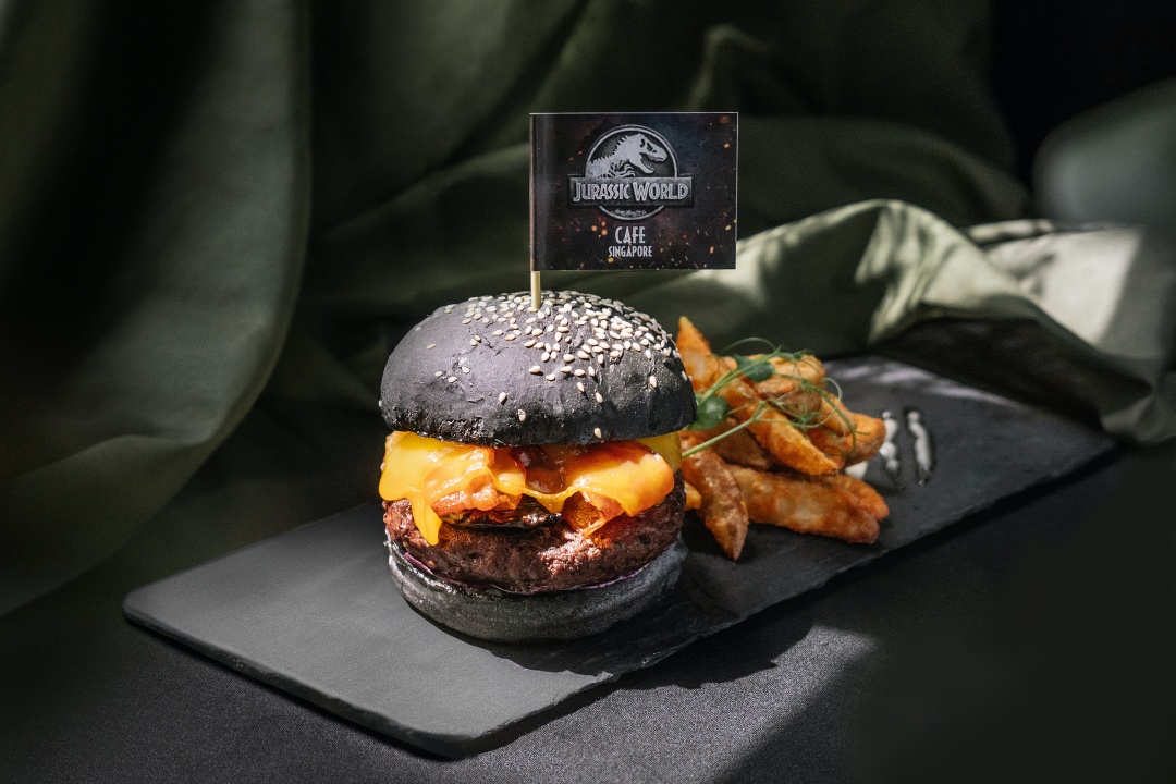 Jurassic World Cafe black burger bun