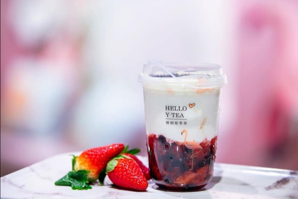 YTEA pink bubble tea cafe Singapore
