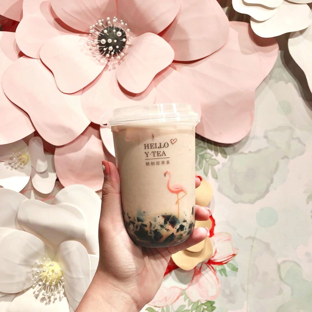 YTEA pink bubble tea cafe Singapore