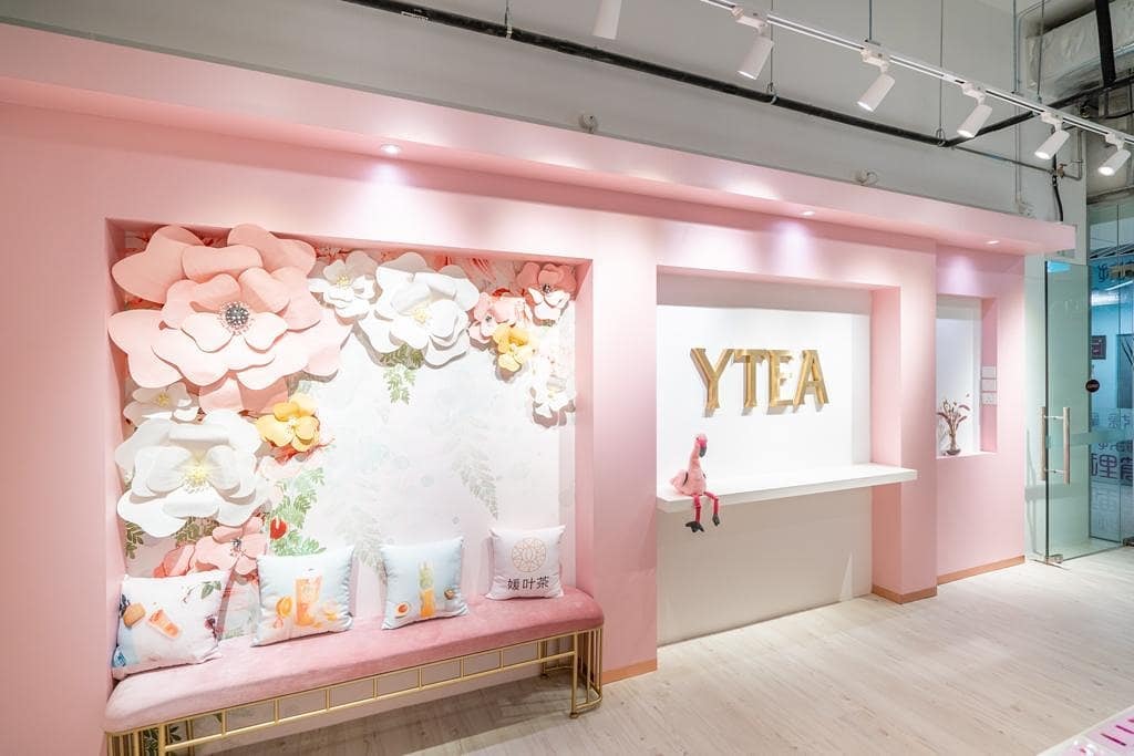 YTEA pink bubble tea cafe Singapore