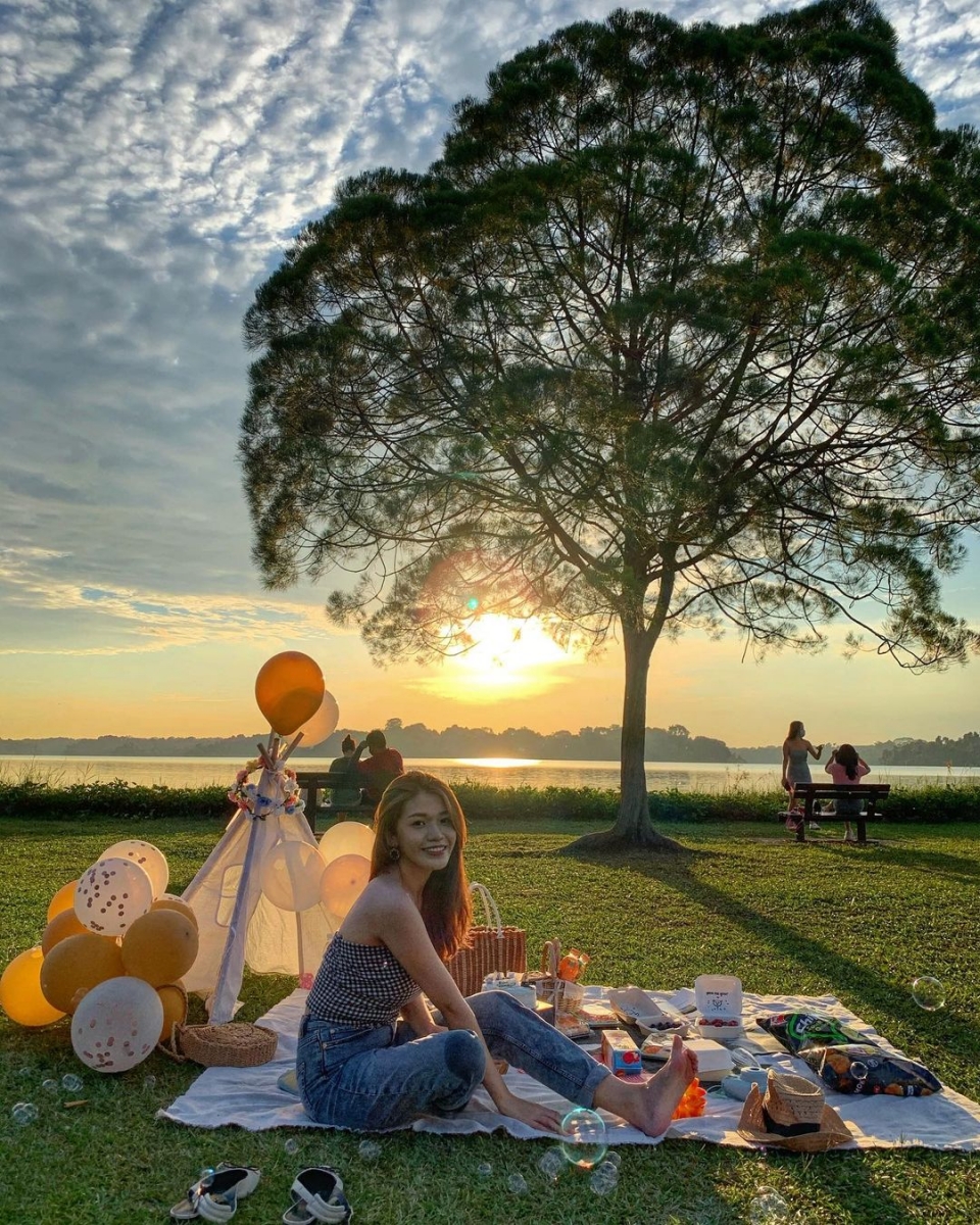 picnic under tree at Upper Seletar Reservoir