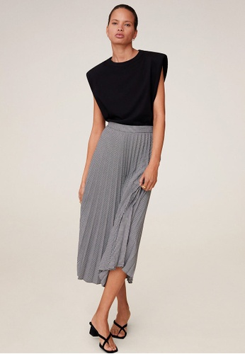 Mango Houndstooth Pleated Skirt