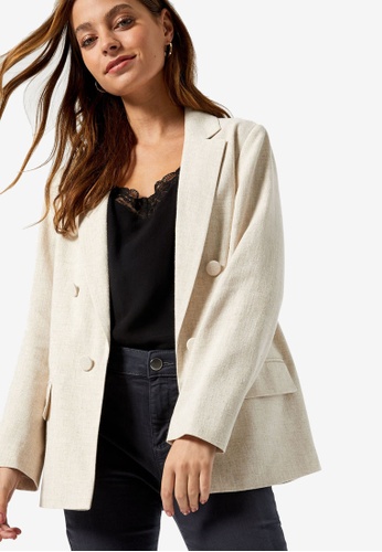 Dorothy Perkins PETITE Crosshatch Double Breasted Blazer
