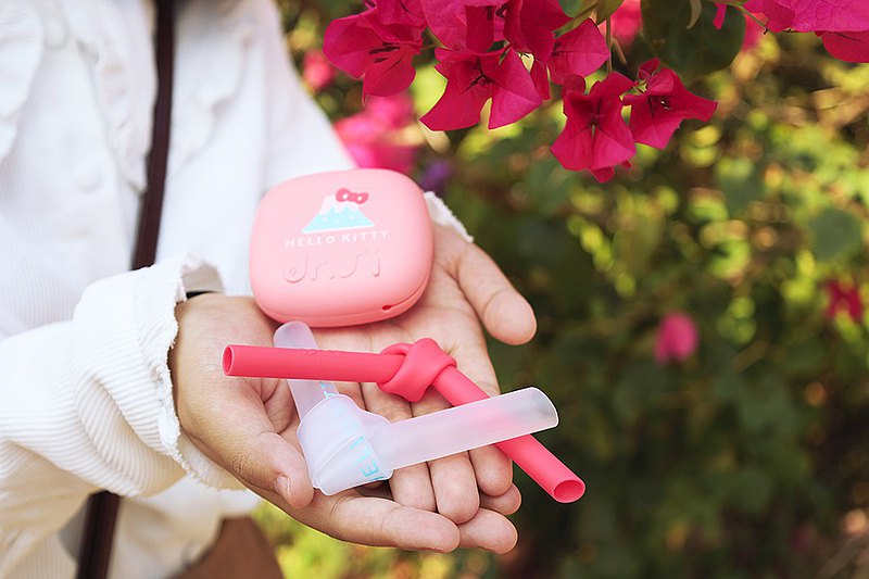 dr.si hello kitty pink and clear plum blossom reusable straws
