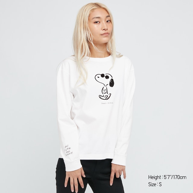 Women Peanuts X Yu Nagaba UT Graphic long sleeved t shirt in white
