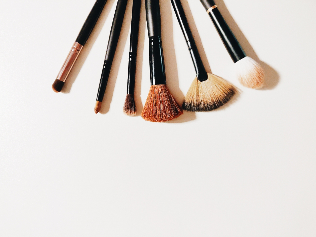 Makeup brushes with focus on the bristles