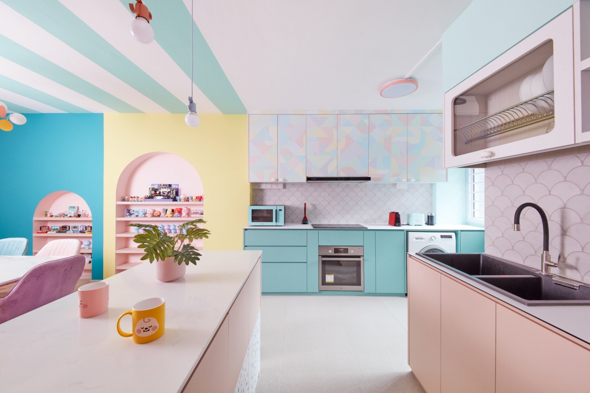 pastel pink hdb kitchen