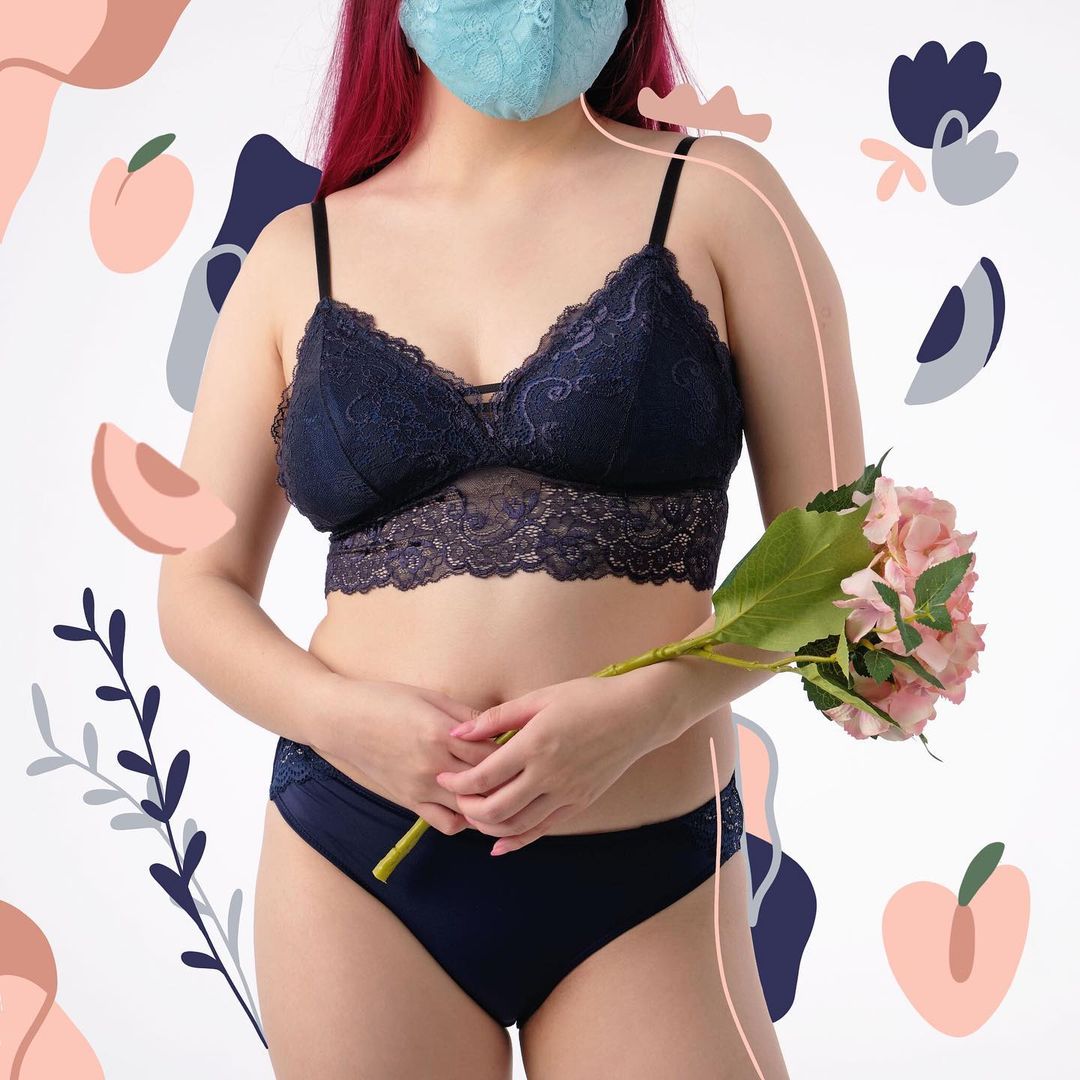 Our Bralette Club navy blue lingerie set