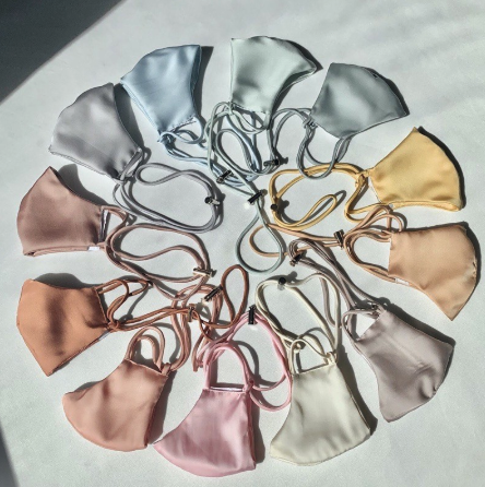 Neck Strap Soft Satin Reusable Face Mask 3 Layer