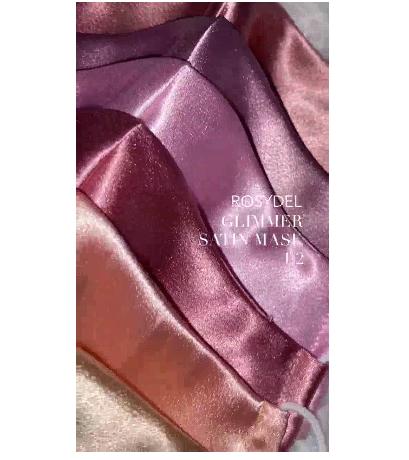 Glimmer Satin Elastic Earloop Reusable Face Mask 3 Layer