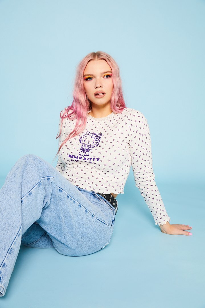 Hello Kitty Pointelle Ditsy Top