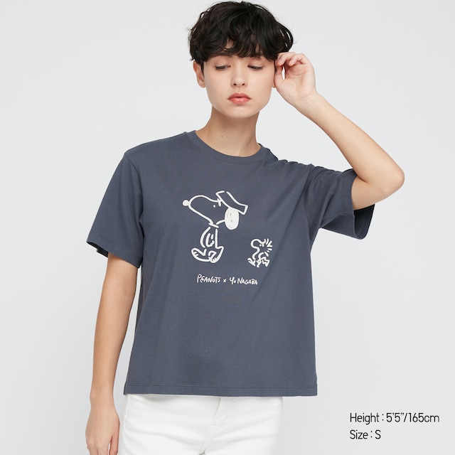 Women Peanuts X Yu Nagaba UT Graphic t shirt in dark grey
