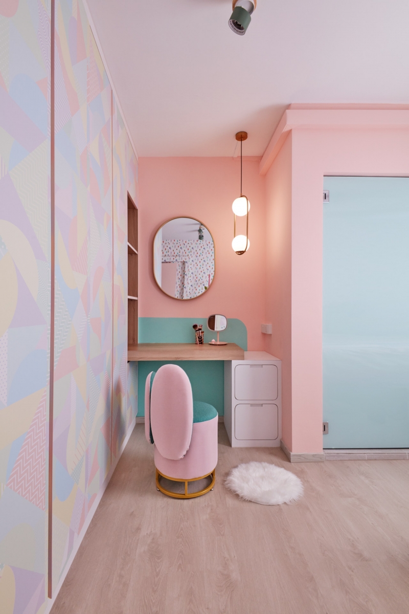 pastel hdb bedroom dressing area