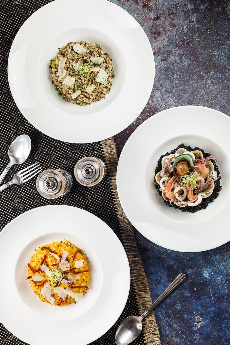 pumpkin, squid ink and chicken risotto