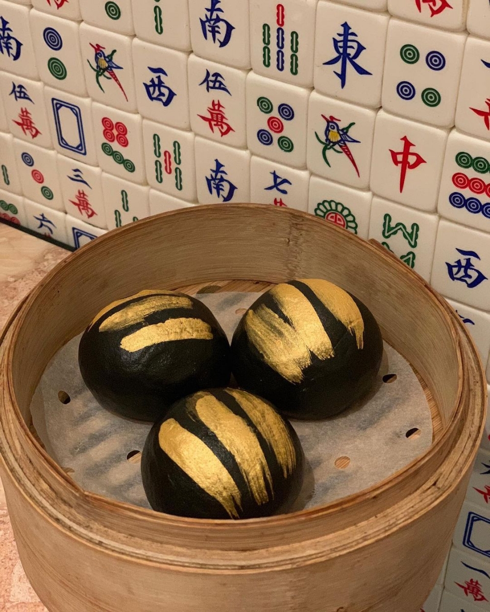 charcoal custard buns at Social Place Singapore restaurant