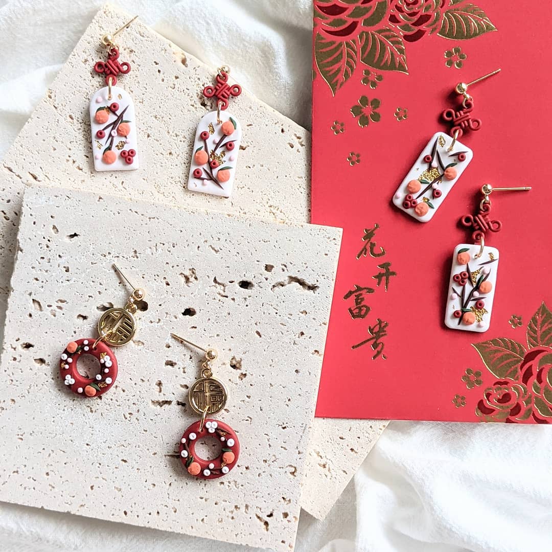 After Dusk Creations CNY clay earrings
