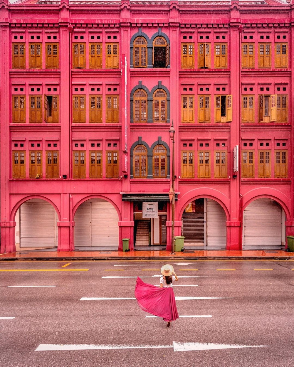 hot pink capsule pod hotel building