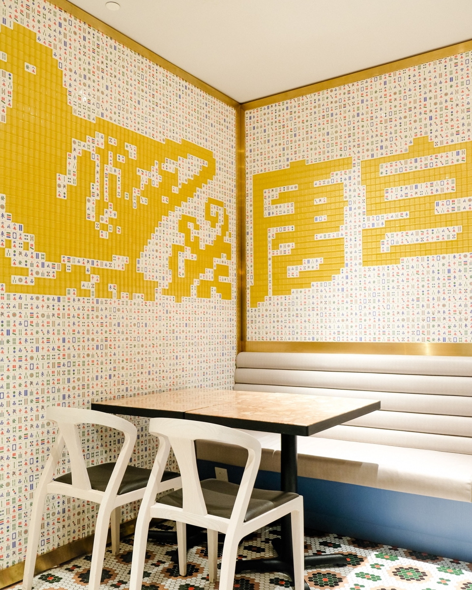 social place singapore restaurant mahjong tile wall