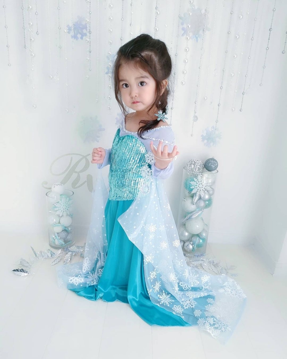 asian baby dressed as princess elsa from frozen