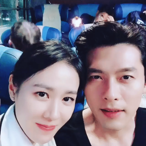 Son Ye Jin and Hyun Bin playing with filters