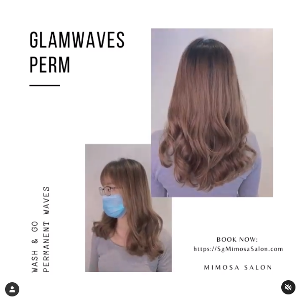 Mimosa Salon glam waves perm side and back view