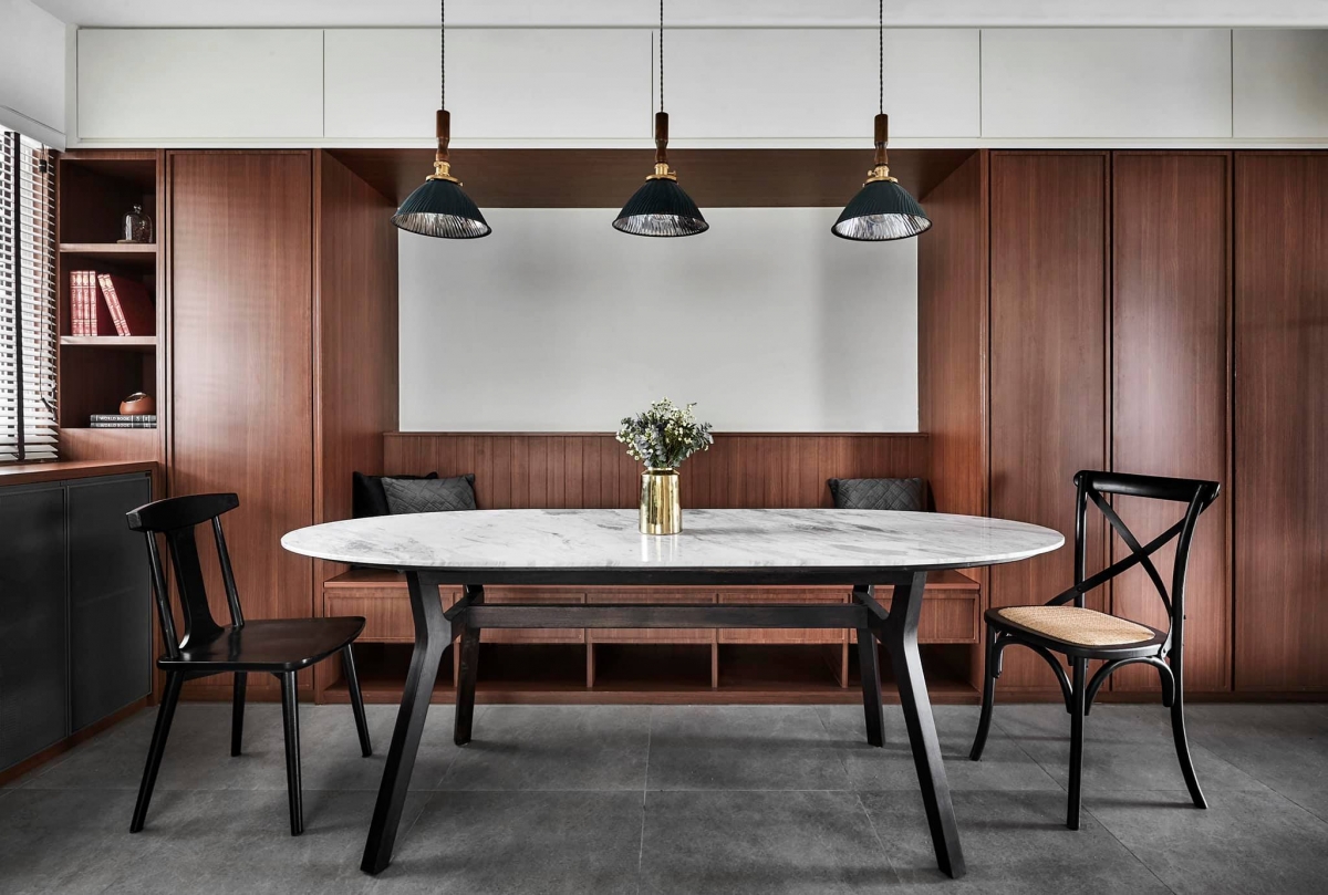 dark wood dining breakfast nook singapore