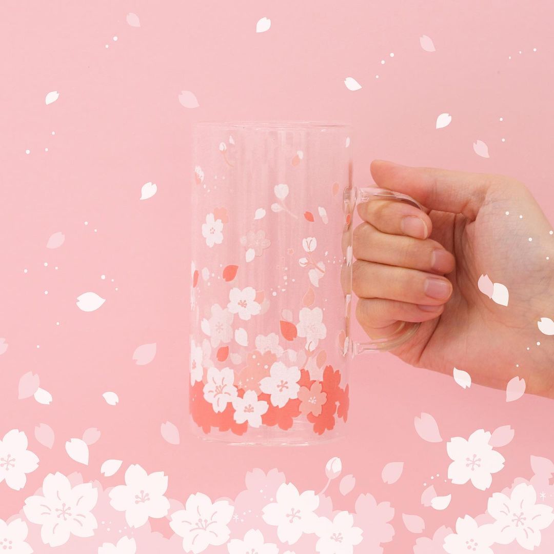 Daiso Korea Dreaming Blossom glass cup