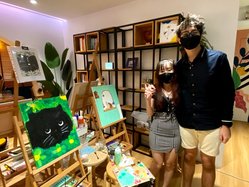 Art jamming with cats Wildflower Studio Singapore