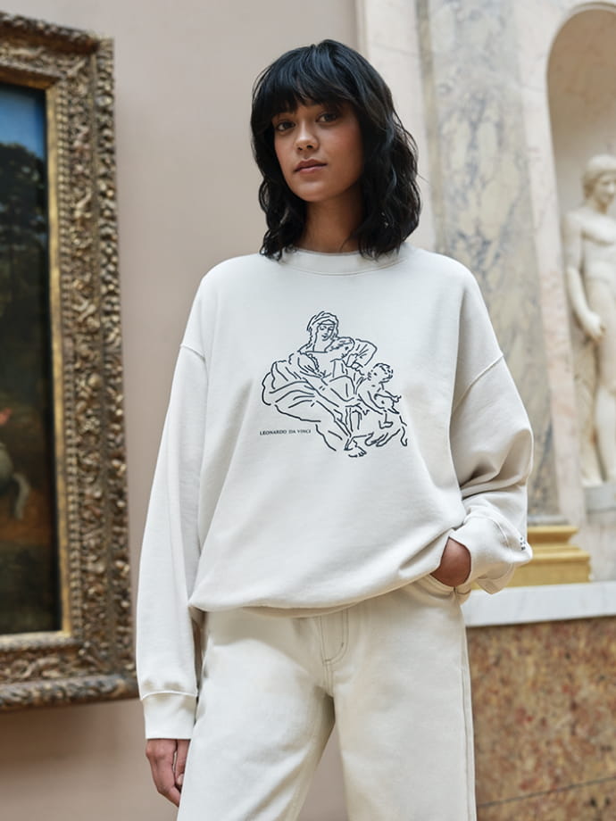 Uniqlo Musée du Louvre UT Collection 2021 womens white long sleeved shirt