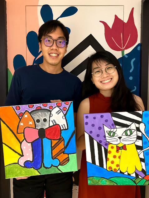 Art jamming with cats Wildflower Studio Singapore