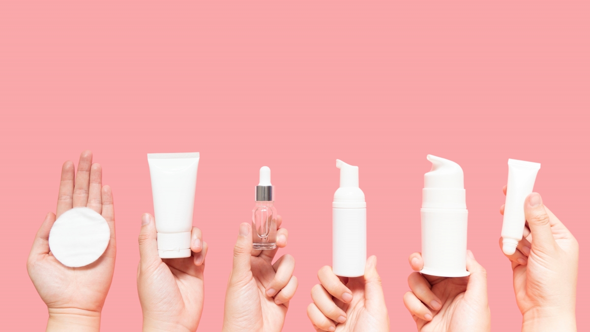 Different skincare bottles
