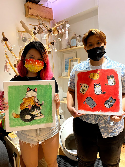 Art jamming with cats Wildflower Studio Singapore