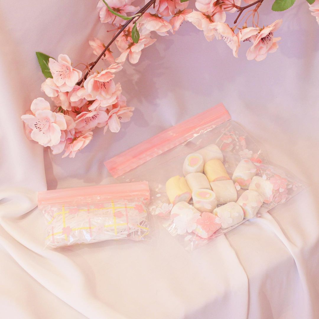 Daiso Korea Dreaming Blossom ziplock bags