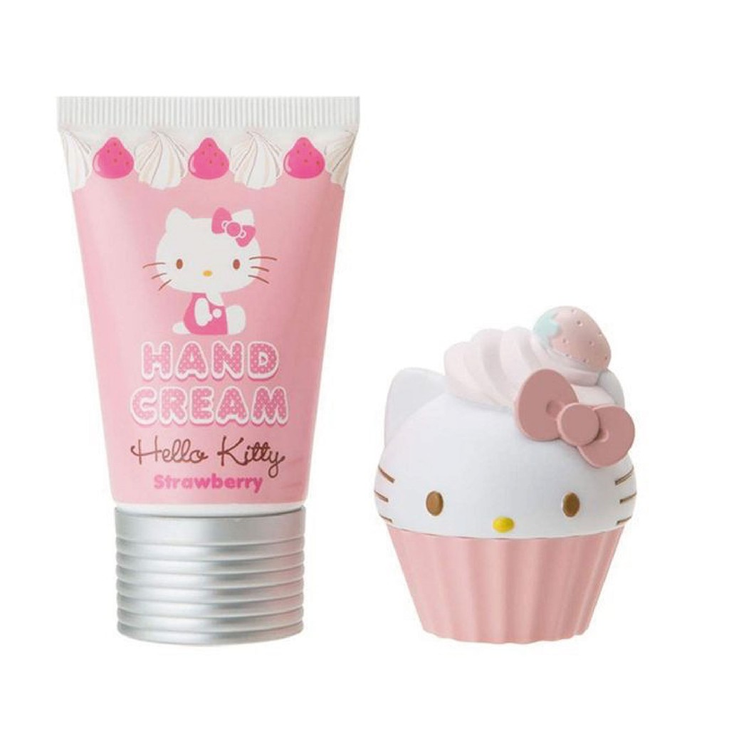 sanrio hello kitty hand cream and cupcake lip balm