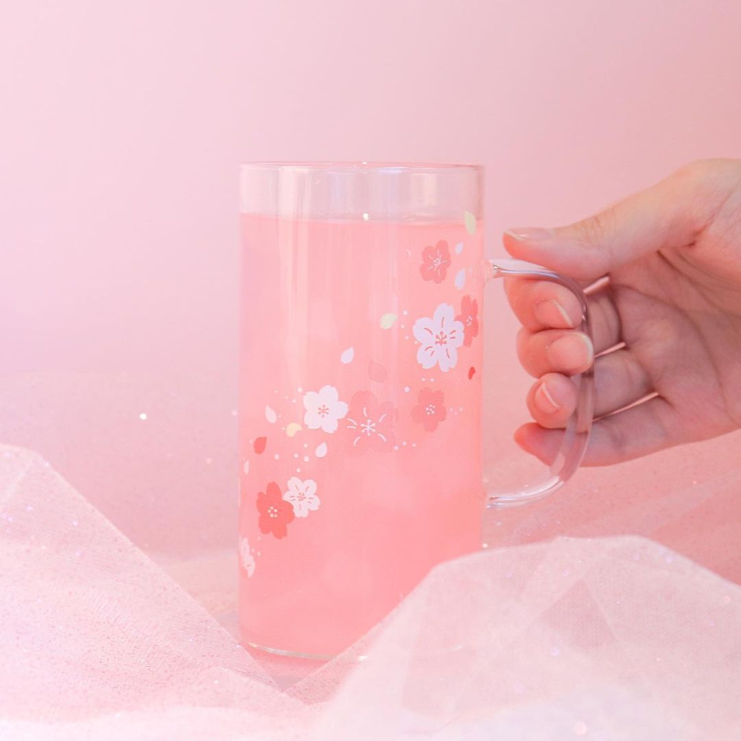 Daiso Korea Dreaming Blossom glass cup design 2