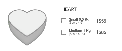 Ben & Jerry's choose heart-shaped cake size