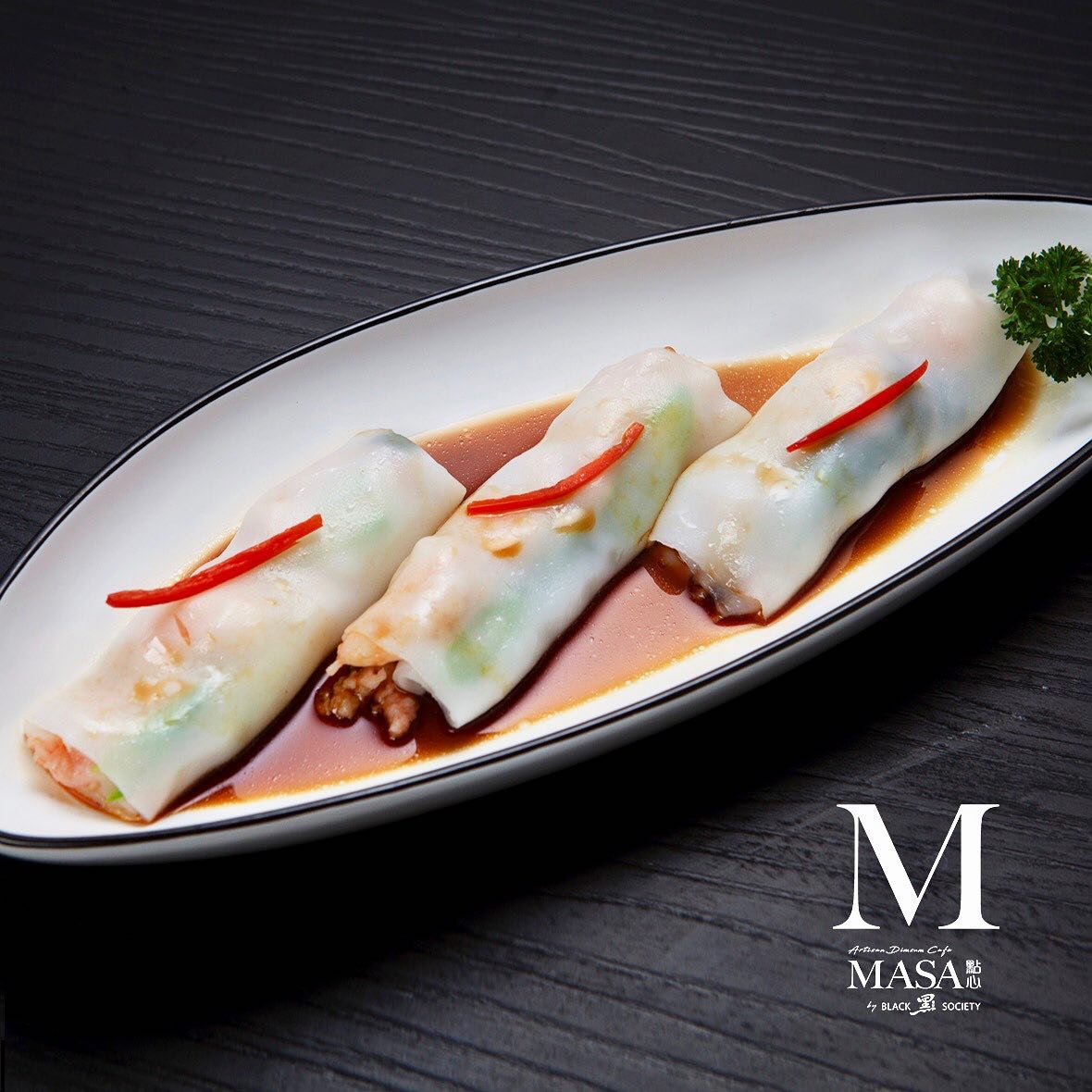 Chinese Kale with Prawn Rice Roll