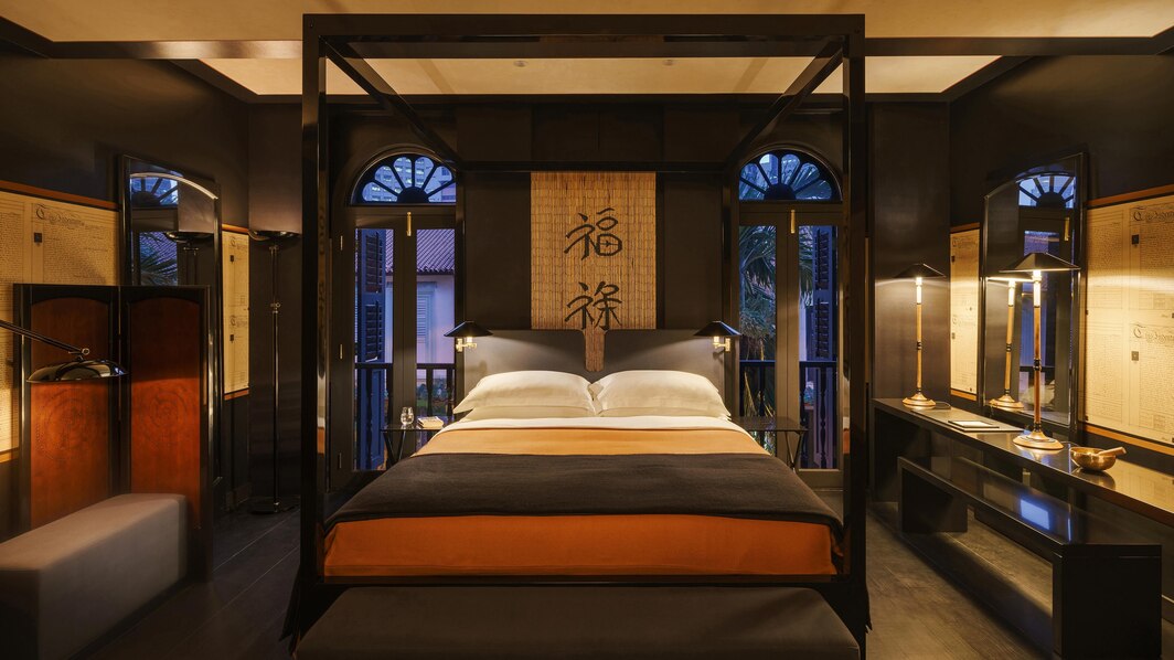 Duxton Reserve Singapore Opium Room front view with bed