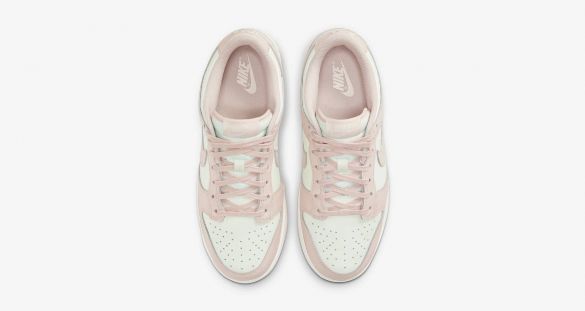 Nike Dunk Low in Orange Pearl with baby pink hue top view