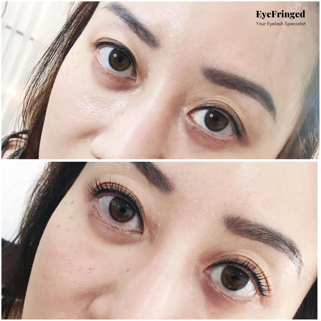 Eye Fringed lash lift before and after